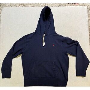 Polo Ralph Lauren Hoodie Men's Size Large Navy Blue Pullover Sweatshirt Fleece